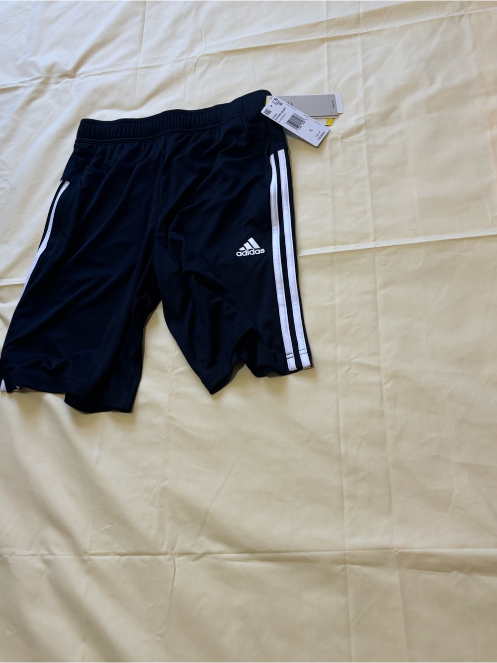 adidas Black Shorts with White Three-Stripe Detail